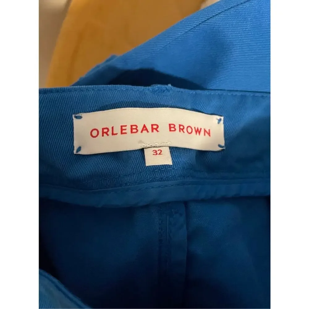 ORLEBAR Brown Mens Blue Chino Pant Slim Fit Flat Front Button Fly Size 32 Cotton